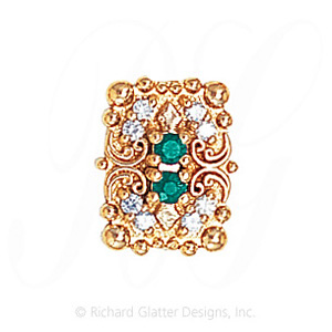 GS530 E/D - 14 Karat Gold Slide with Emerald center and Diamond accents 